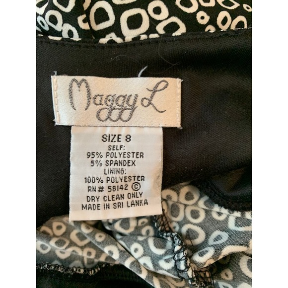Maggy London Size 8 Halter Dress Gathered Black and White Knee length Polyester - Picture 4 of 4